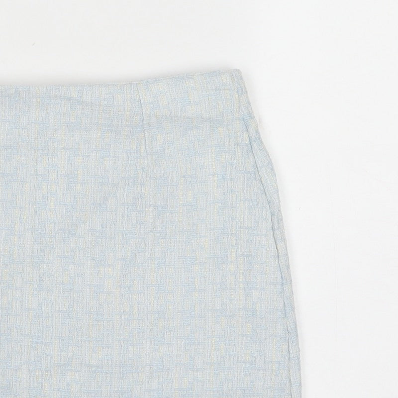 Ehp Women’s Blue Tweed Pencil Mini Skirt Size S Zip