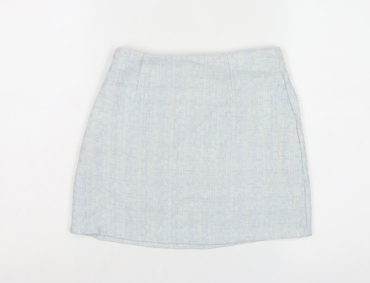 Ehp Women’s Blue Tweed Pencil Mini Skirt Size S Zip