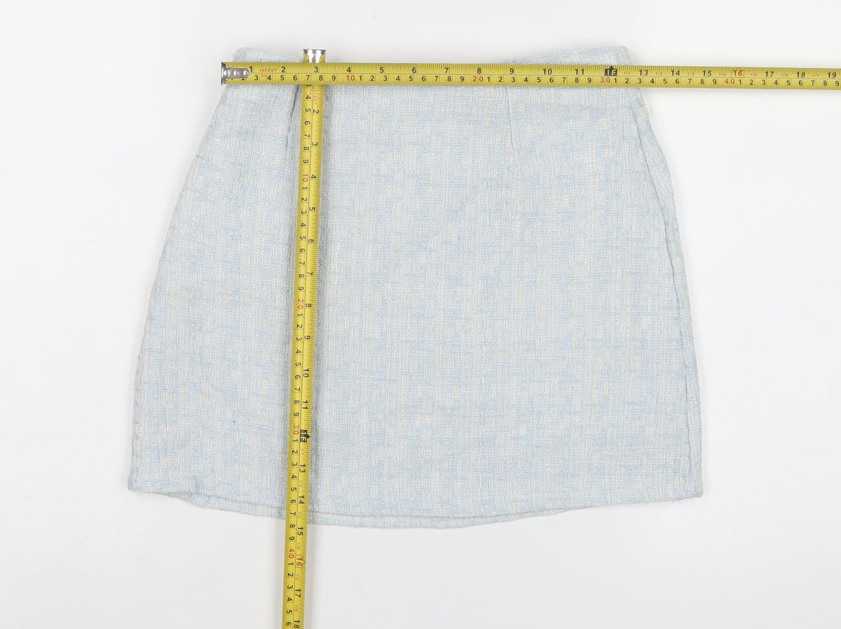 Ehp Women’s Blue Tweed Pencil Mini Skirt Size S Zip