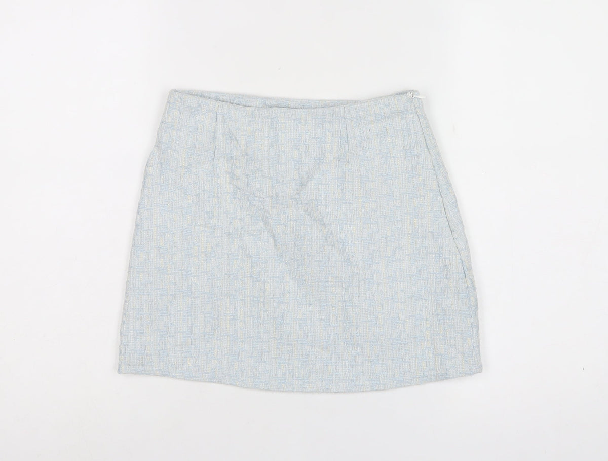 Ehp Women’s Blue Tweed Pencil Mini Skirt Size S Zip