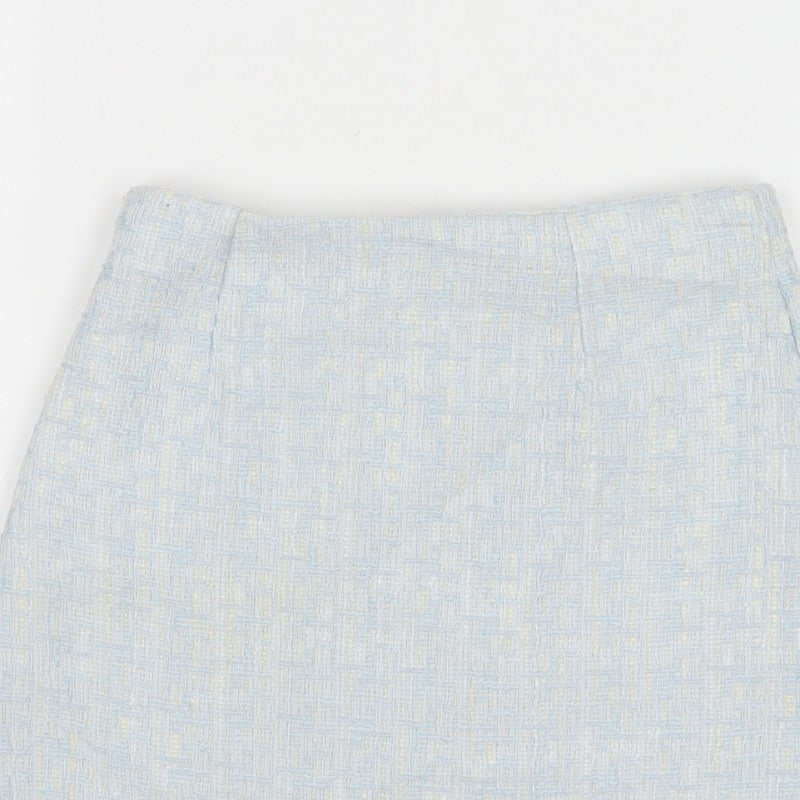 Ehp Women’s Blue Tweed Pencil Mini Skirt Size S Zip