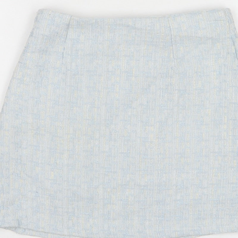 Ehp Women’s Blue Tweed Pencil Mini Skirt Size S Zip