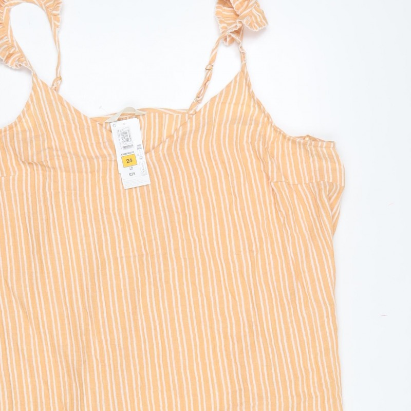Marks and Spencer Women Orange Stripe Size 24 Strappy Ruffle Mini Dress