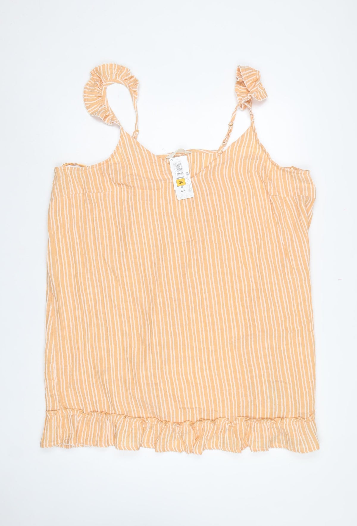 Marks and Spencer Women Orange Stripe Size 24 Strappy Ruffle Mini Dress