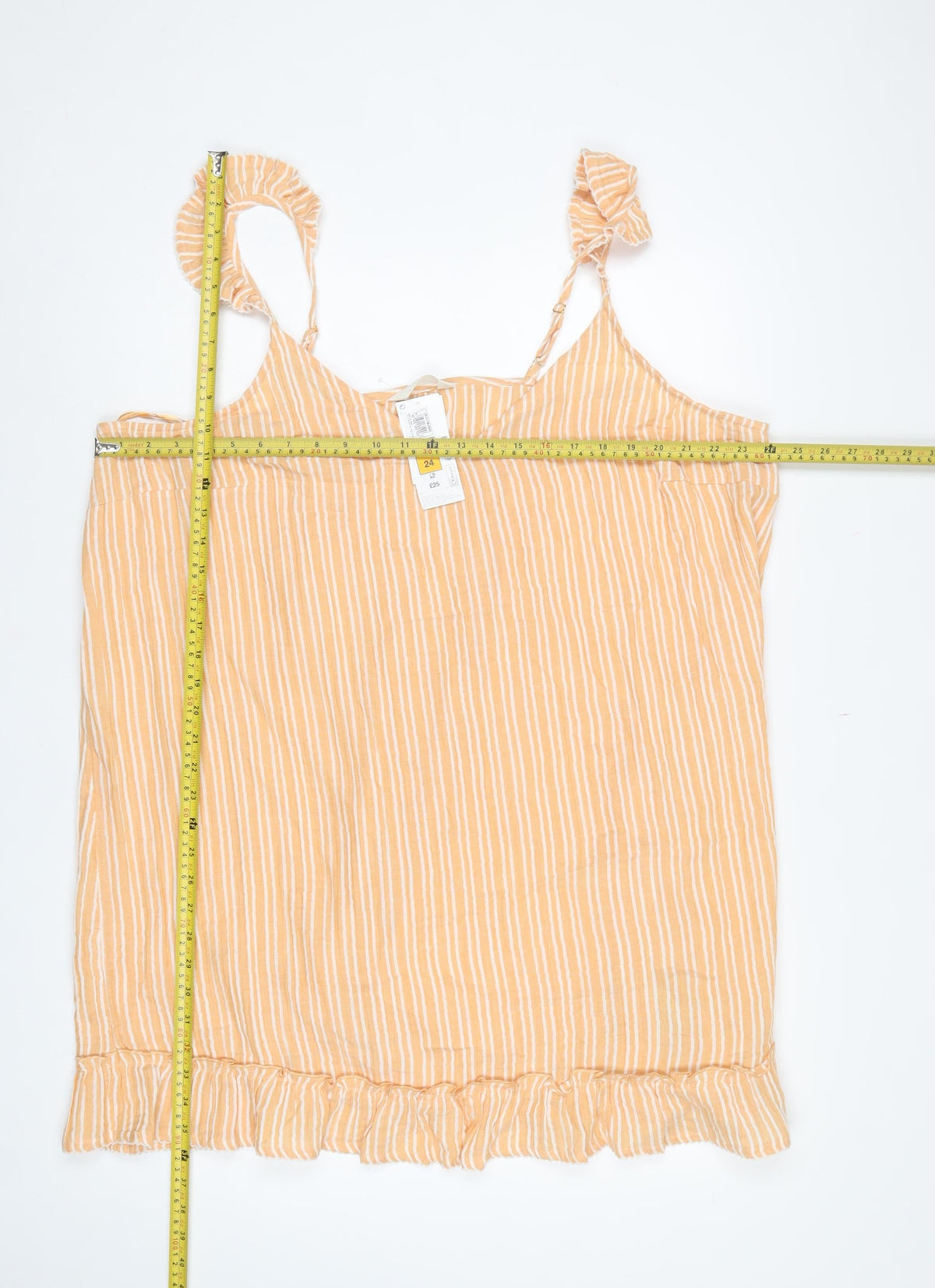 Marks and Spencer Women Orange Stripe Size 24 Strappy Ruffle Mini Dress