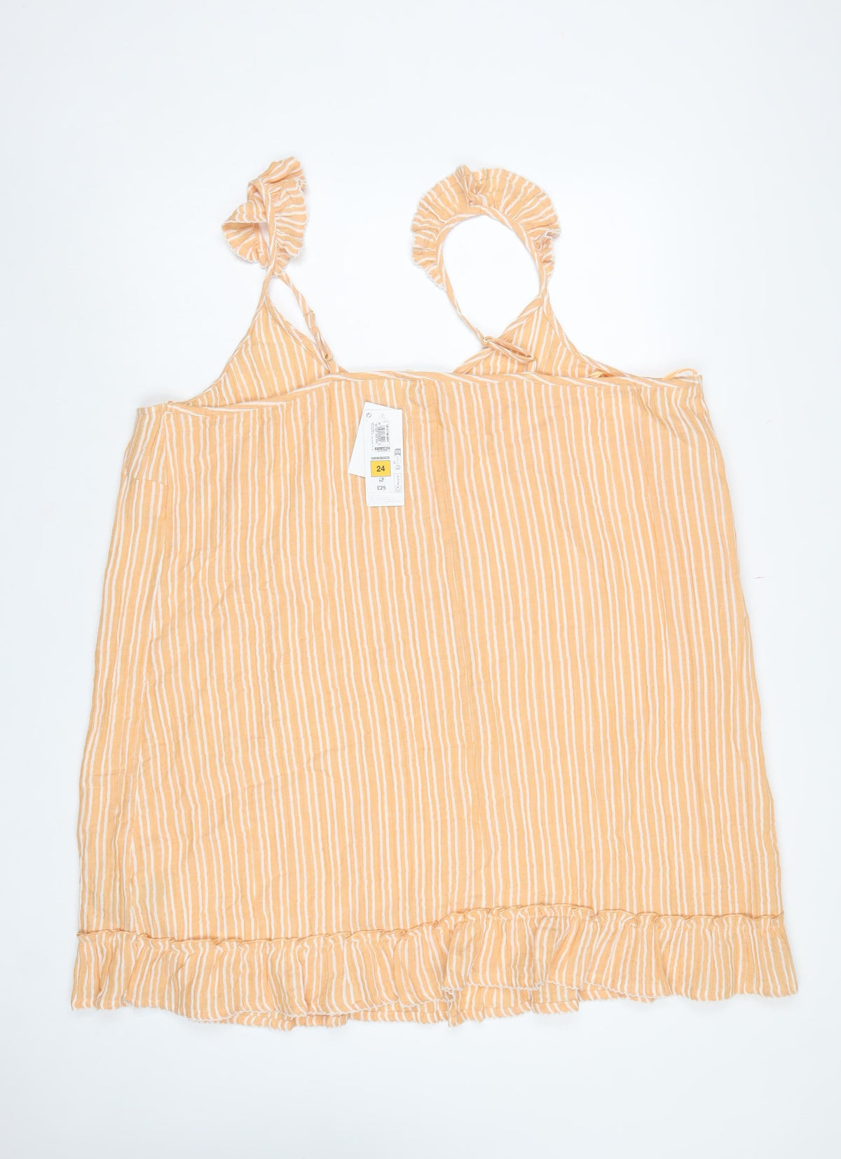 Marks and Spencer Women Orange Stripe Size 24 Strappy Ruffle Mini Dress