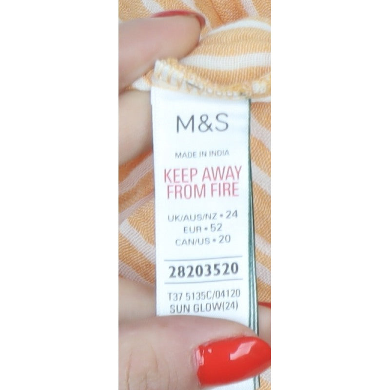 Marks and Spencer Women Orange Stripe Size 24 Strappy Ruffle Mini Dress
