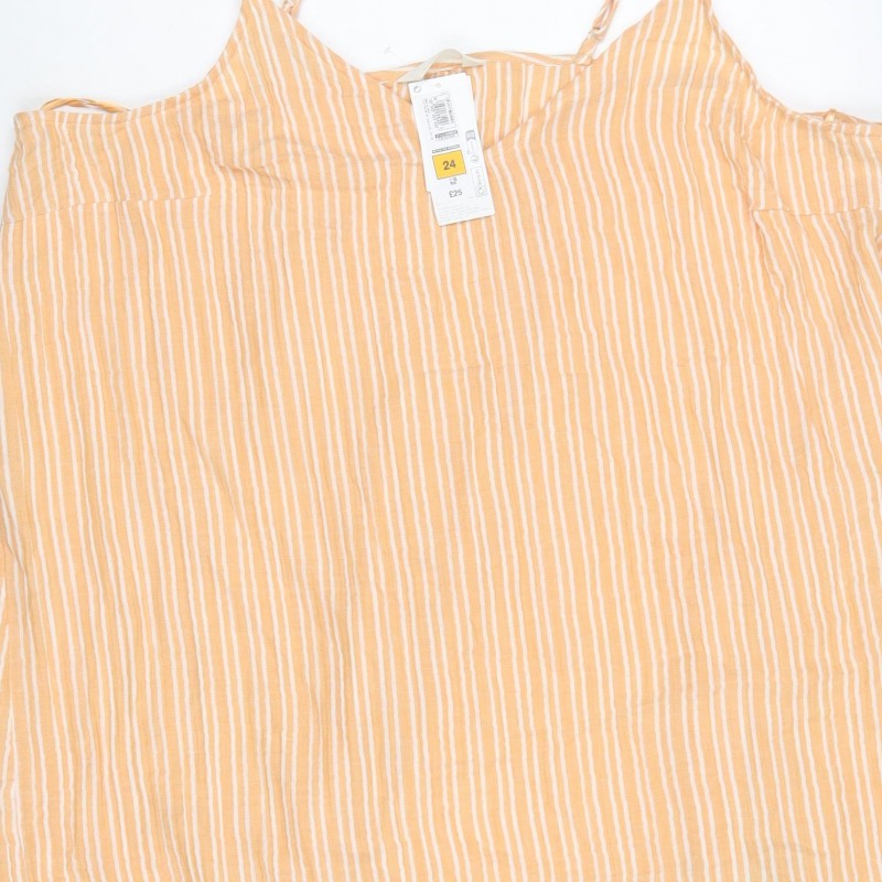 Marks and Spencer Women Orange Stripe Size 24 Strappy Ruffle Mini Dress