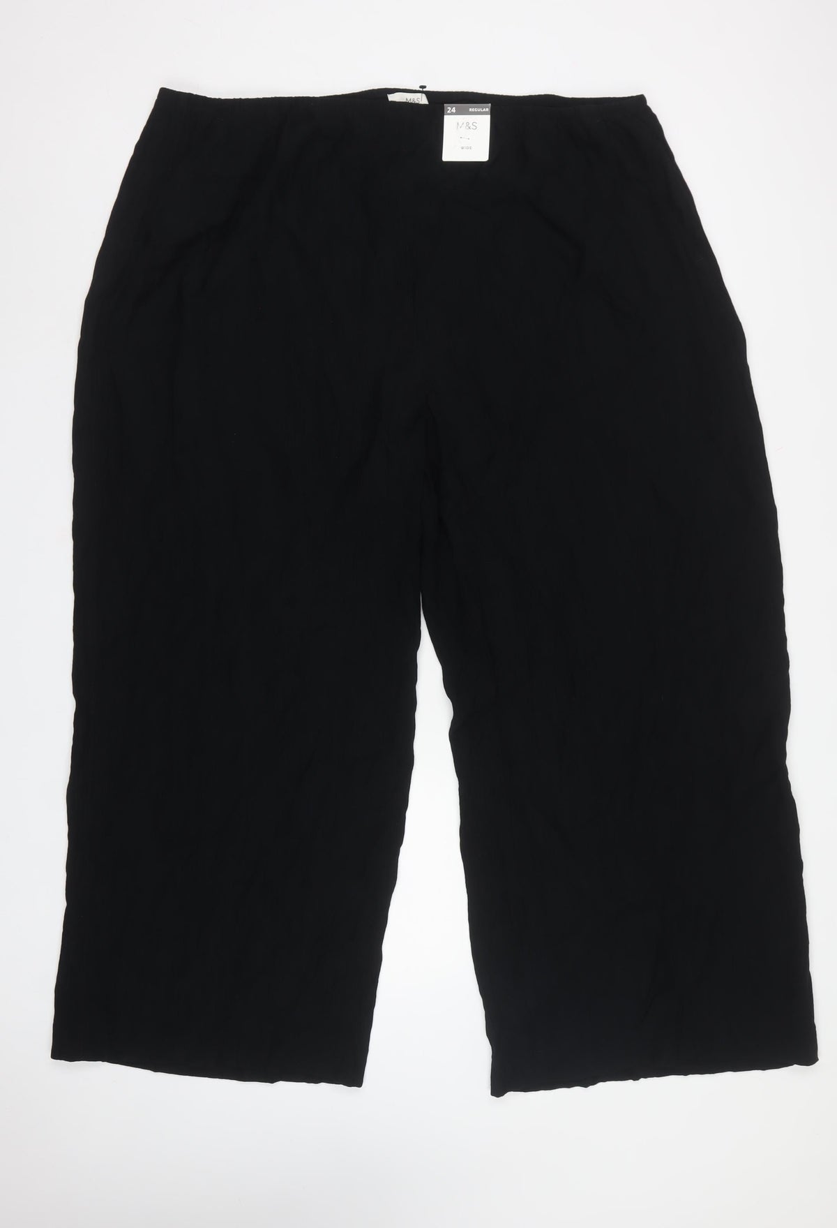 M&S Women’s Black Size 24 Regular Wide Leg Trousers
