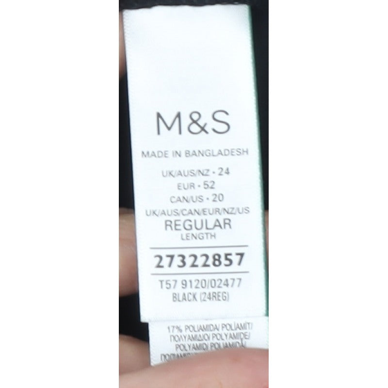 M&S Women’s Black Size 24 Regular Wide Leg Trousers