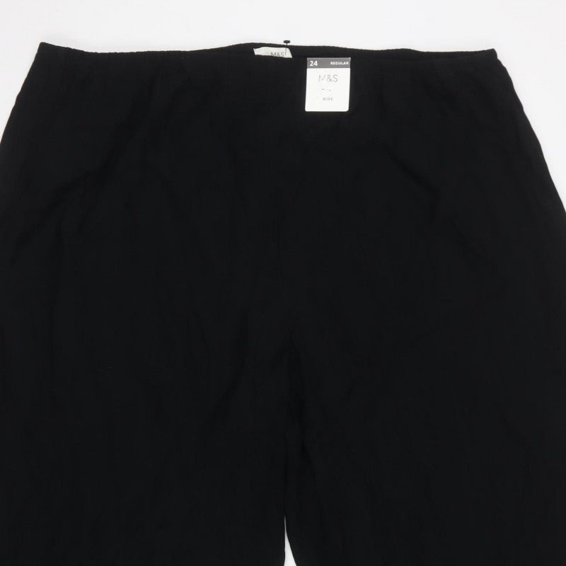 M&S Women’s Black Size 24 Regular Wide Leg Trousers