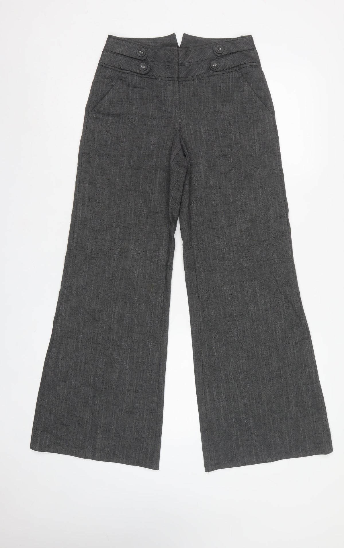 Next Women’s Grey Pinstripe Petite UK 6 Flared Tailored Trousers