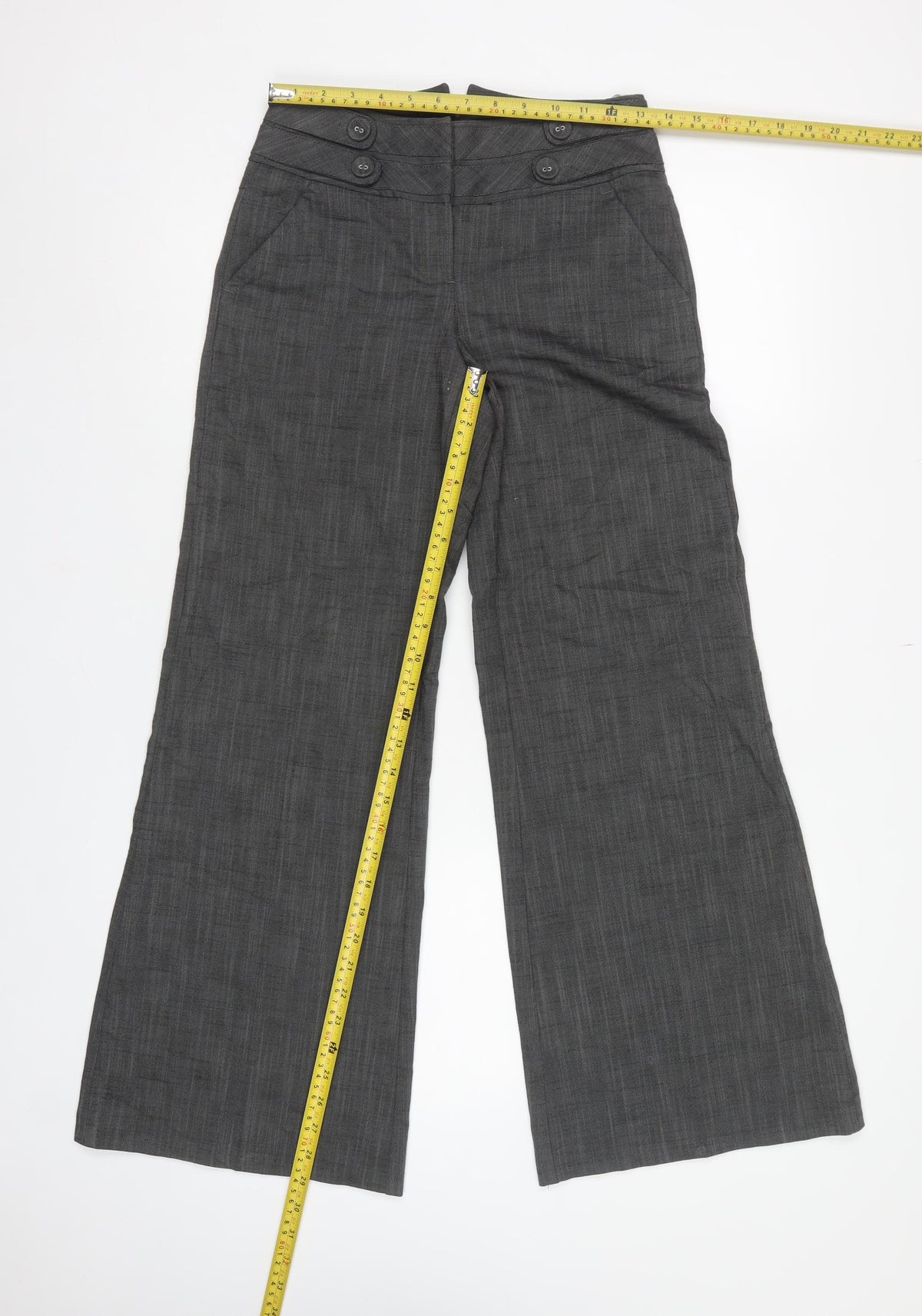 Next Women’s Grey Pinstripe Petite UK 6 Flared Tailored Trousers