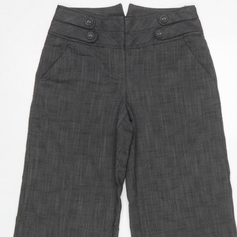 Next Women’s Grey Pinstripe Petite UK 6 Flared Tailored Trousers