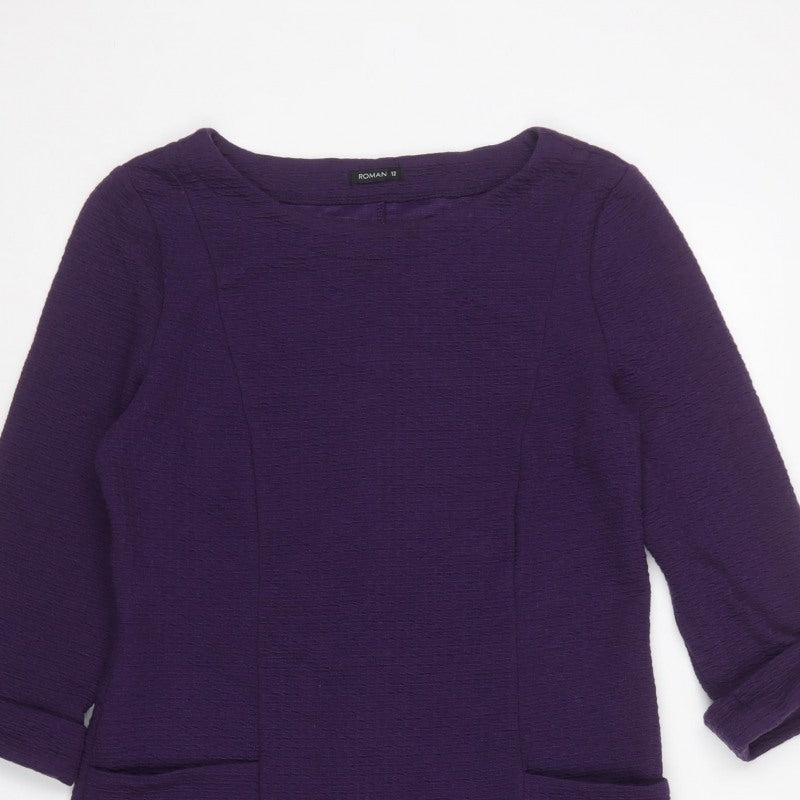 Roman Women’s Purple Size 12 Knee Length Shift Work Dress