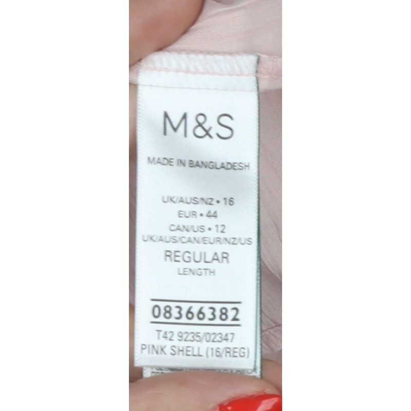 Marks and Spencer Women Pink UK 16 Long Adjustable Strap Slip Dress