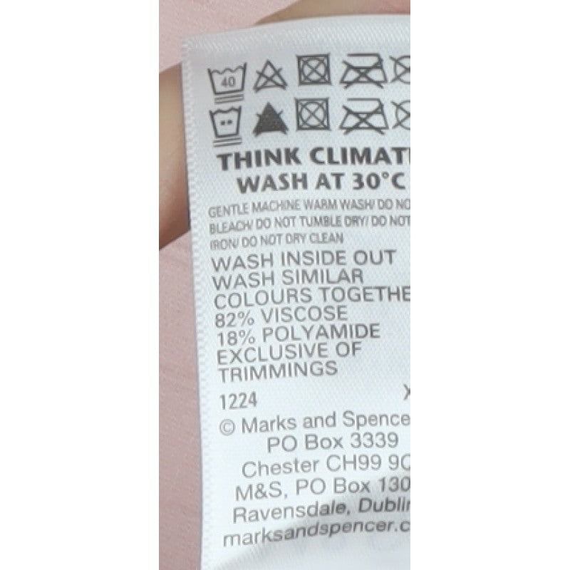 Marks and Spencer Women Pink UK 16 Long Adjustable Strap Slip Dress