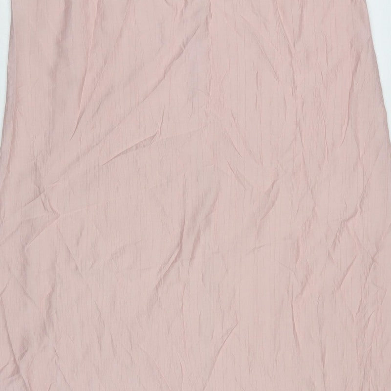 Marks and Spencer Women Pink UK 16 Long Adjustable Strap Slip Dress