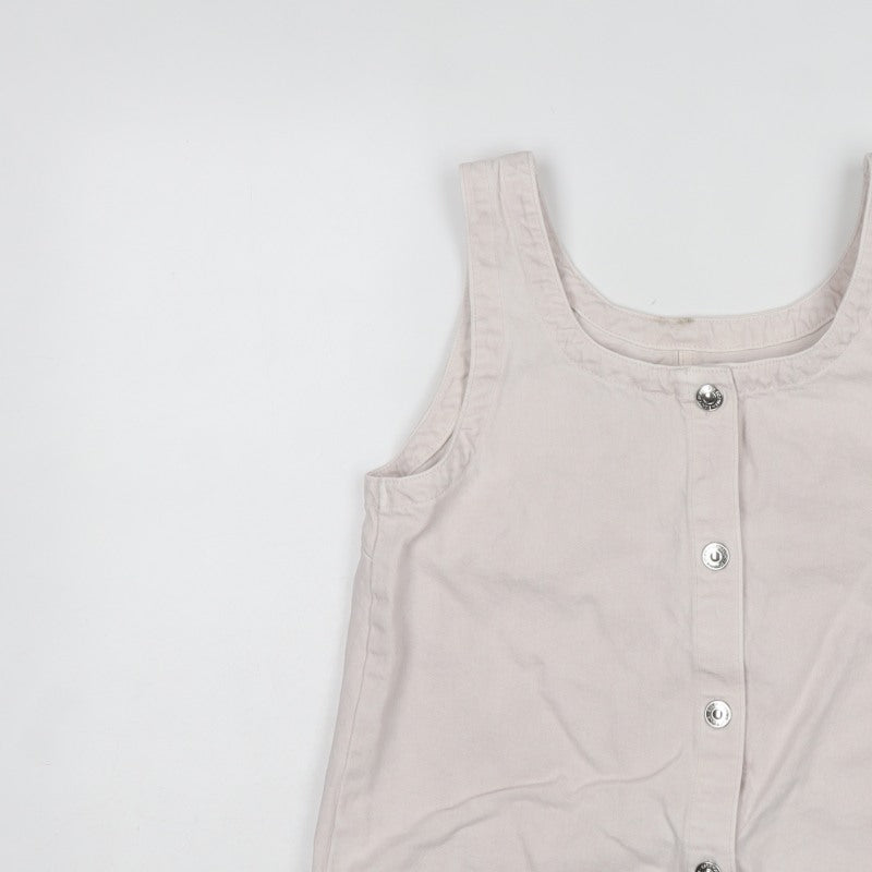Marks and Spencer Women Pink UK 12 Basic Cotton Button Tank Top
