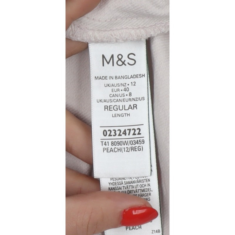 Marks and Spencer Women Pink UK 12 Basic Cotton Button Tank Top