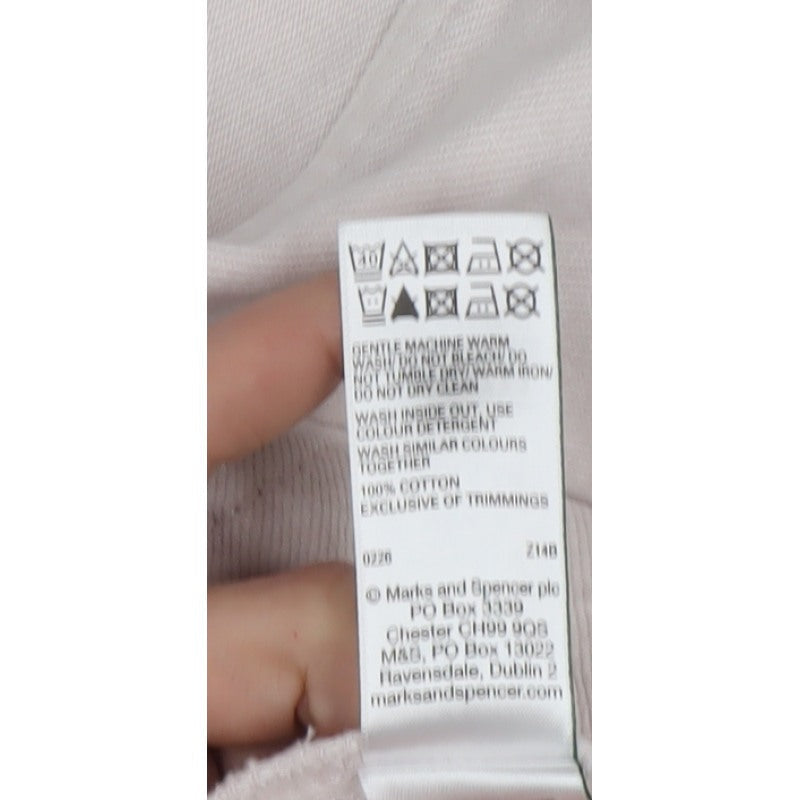 Marks and Spencer Women Pink UK 12 Basic Cotton Button Tank Top