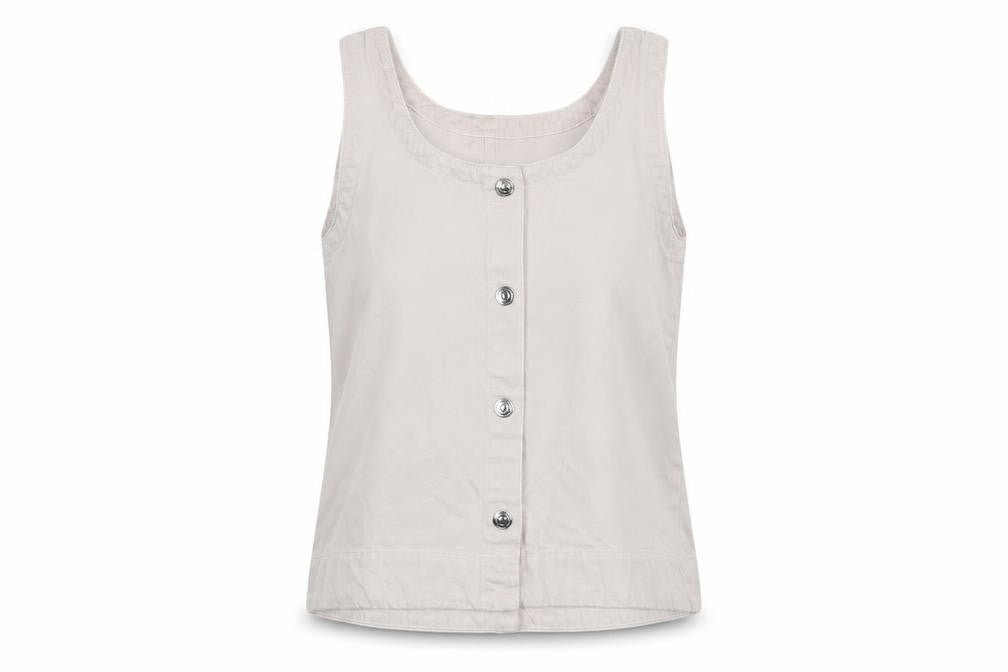 Marks and Spencer Women Pink UK 12 Basic Cotton Button Tank Top