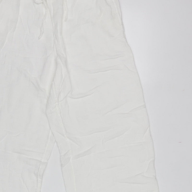 Marks & Spencer Women’s White Size 12 Linen Jogger Trousers