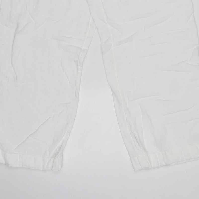 Marks & Spencer Women’s White Size 12 Linen Jogger Trousers