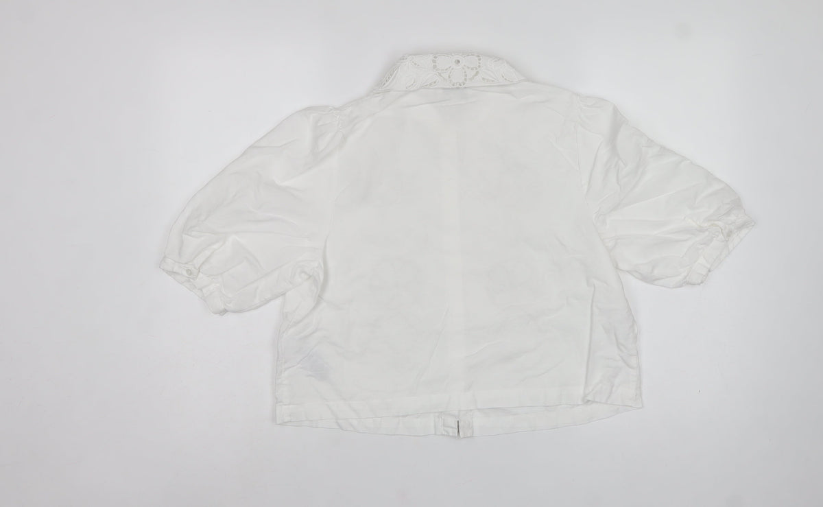 Marks and Spencer Women’s White Size 14 Floral Embroidered Button Blouse