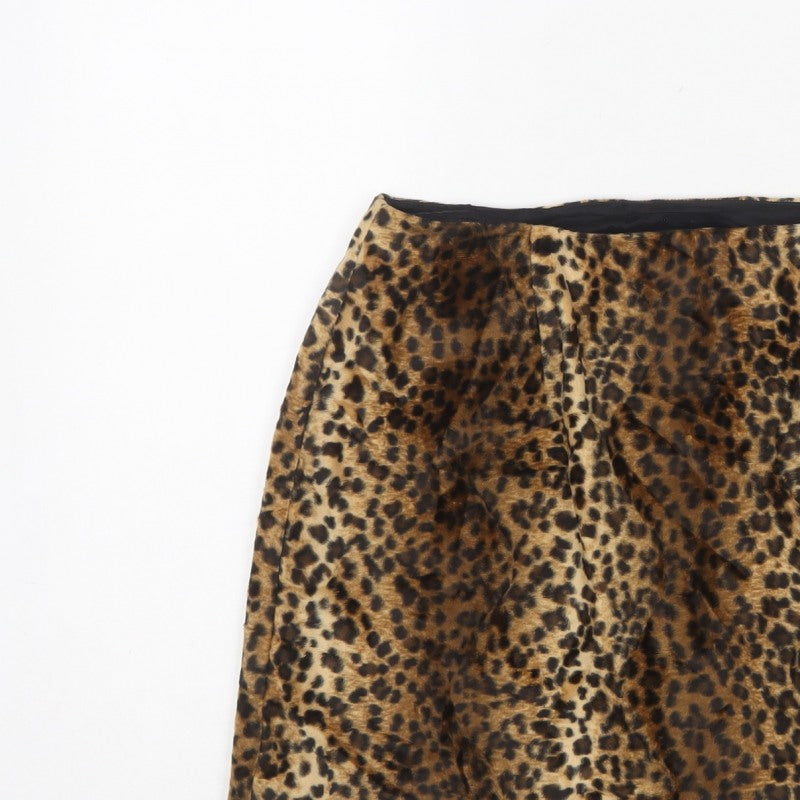 Hugo Buscati Women's Brown UK 18 Leopard Print Mini Pencil Skirt
