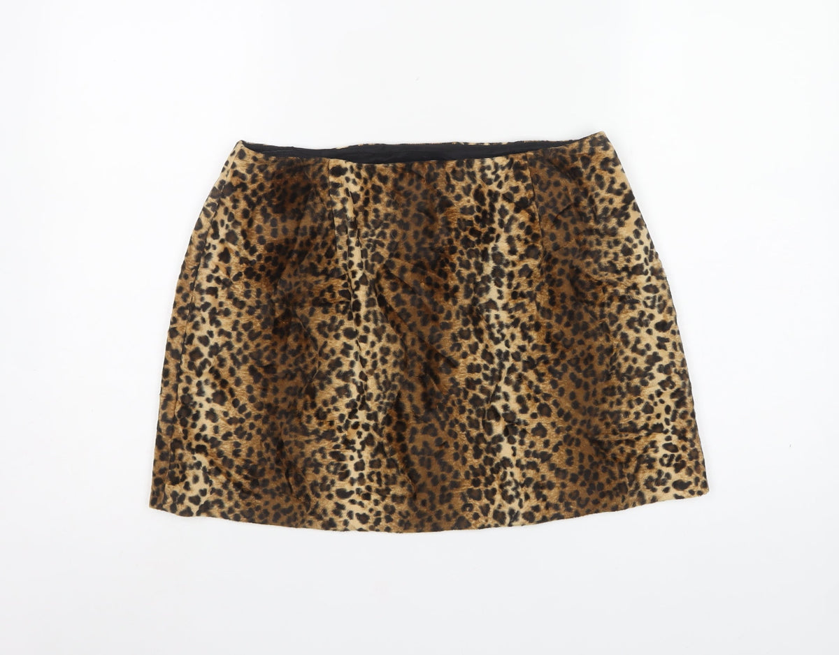 Hugo Buscati Women's Brown UK 18 Leopard Print Mini Pencil Skirt