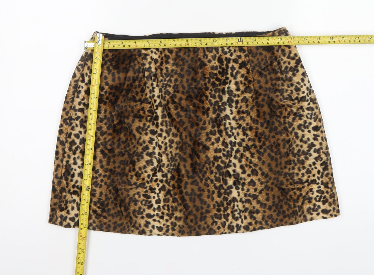 Hugo Buscati Women's Brown UK 18 Leopard Print Mini Pencil Skirt