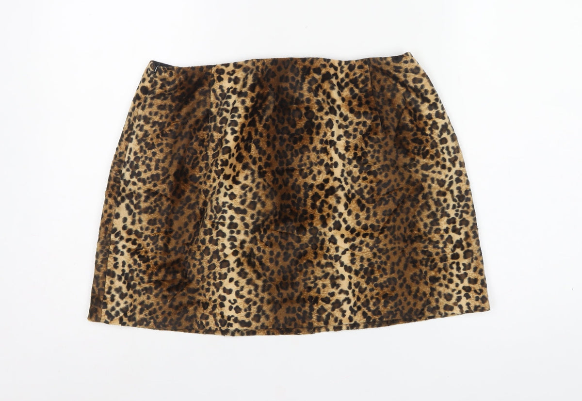 Hugo Buscati Women's Brown UK 18 Leopard Print Mini Pencil Skirt