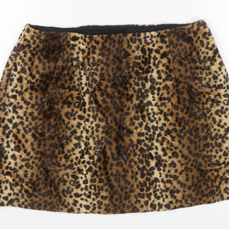 Hugo Buscati Women's Brown UK 18 Leopard Print Mini Pencil Skirt