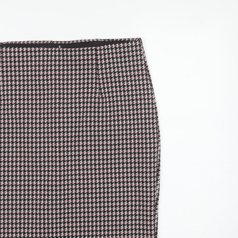 Marks and Spencer Women's Red Mix UK 16 Houndstooth Pencil Knee Skirt