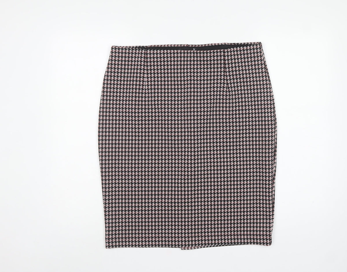 Marks and Spencer Women's Red Mix UK 16 Houndstooth Pencil Knee Skirt