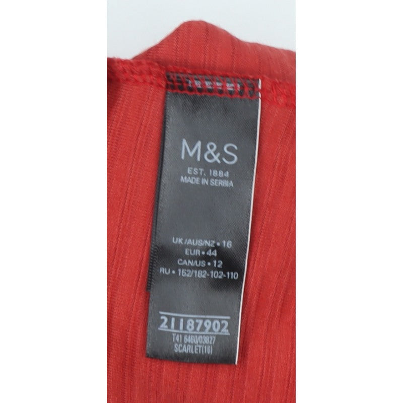 Marks & Spencer Women Red Size 16 Ribbed Velour Drawstring Sweatshirt