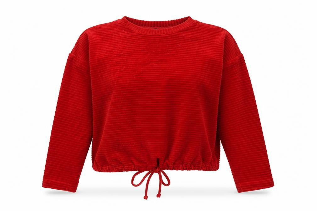 Marks & Spencer Women Red Size 16 Ribbed Velour Drawstring Sweatshirt