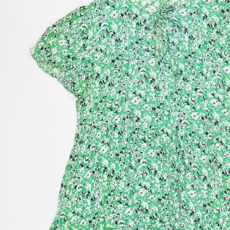Next Women Green Floral Fit & Flare Knee Length Dress UK 16