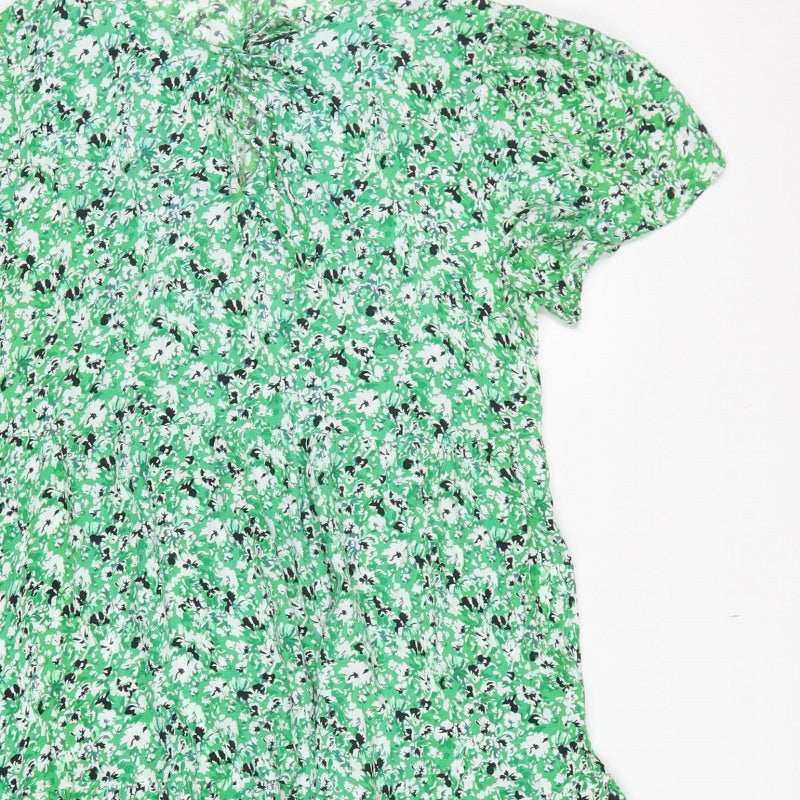 Next Women Green Floral Fit & Flare Knee Length Dress UK 16