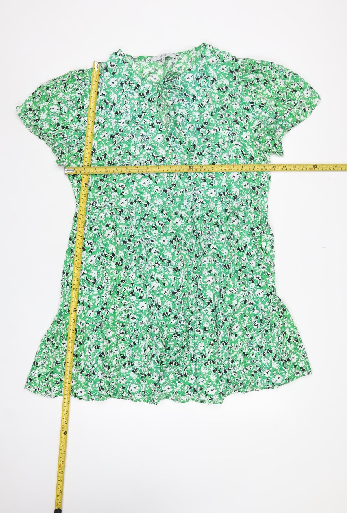 Next Women Green Floral Fit & Flare Knee Length Dress UK 16