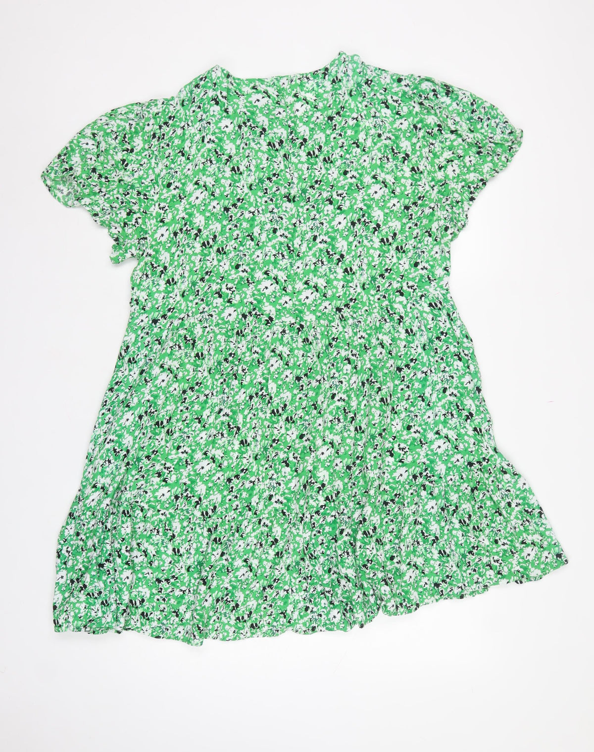 Next Women Green Floral Fit & Flare Knee Length Dress UK 16