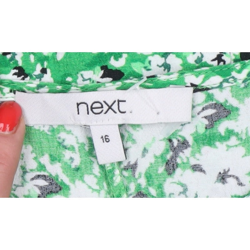 Next Women Green Floral Fit & Flare Knee Length Dress UK 16