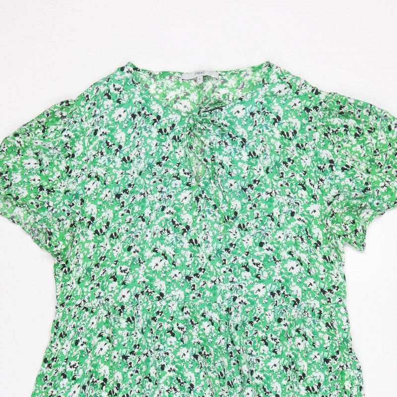 Next Women Green Floral Fit & Flare Knee Length Dress UK 16