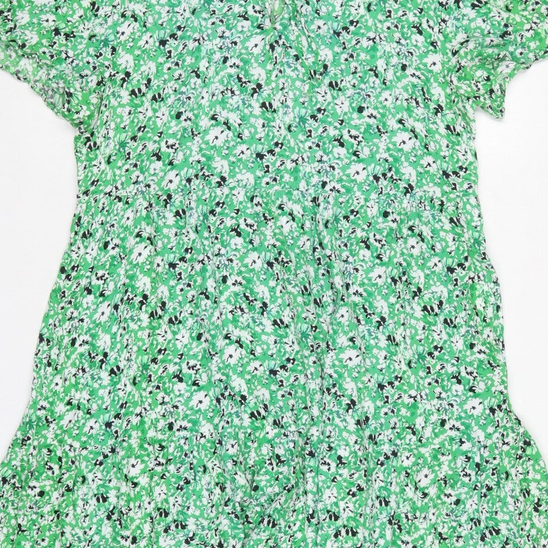 Next Women Green Floral Fit & Flare Knee Length Dress UK 16