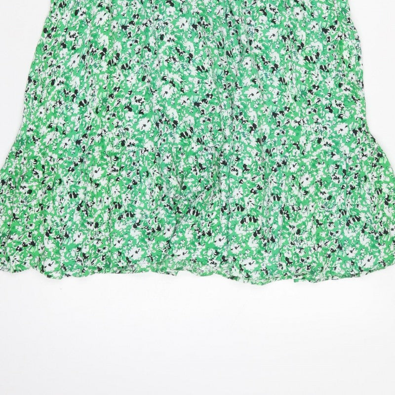 Next Women Green Floral Fit & Flare Knee Length Dress UK 16