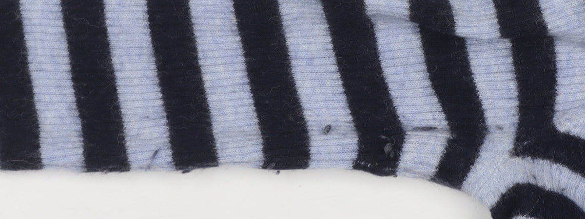 Hugo Boss Women’s Blue Black Striped Alpaca Roll Neck Jumper Size S