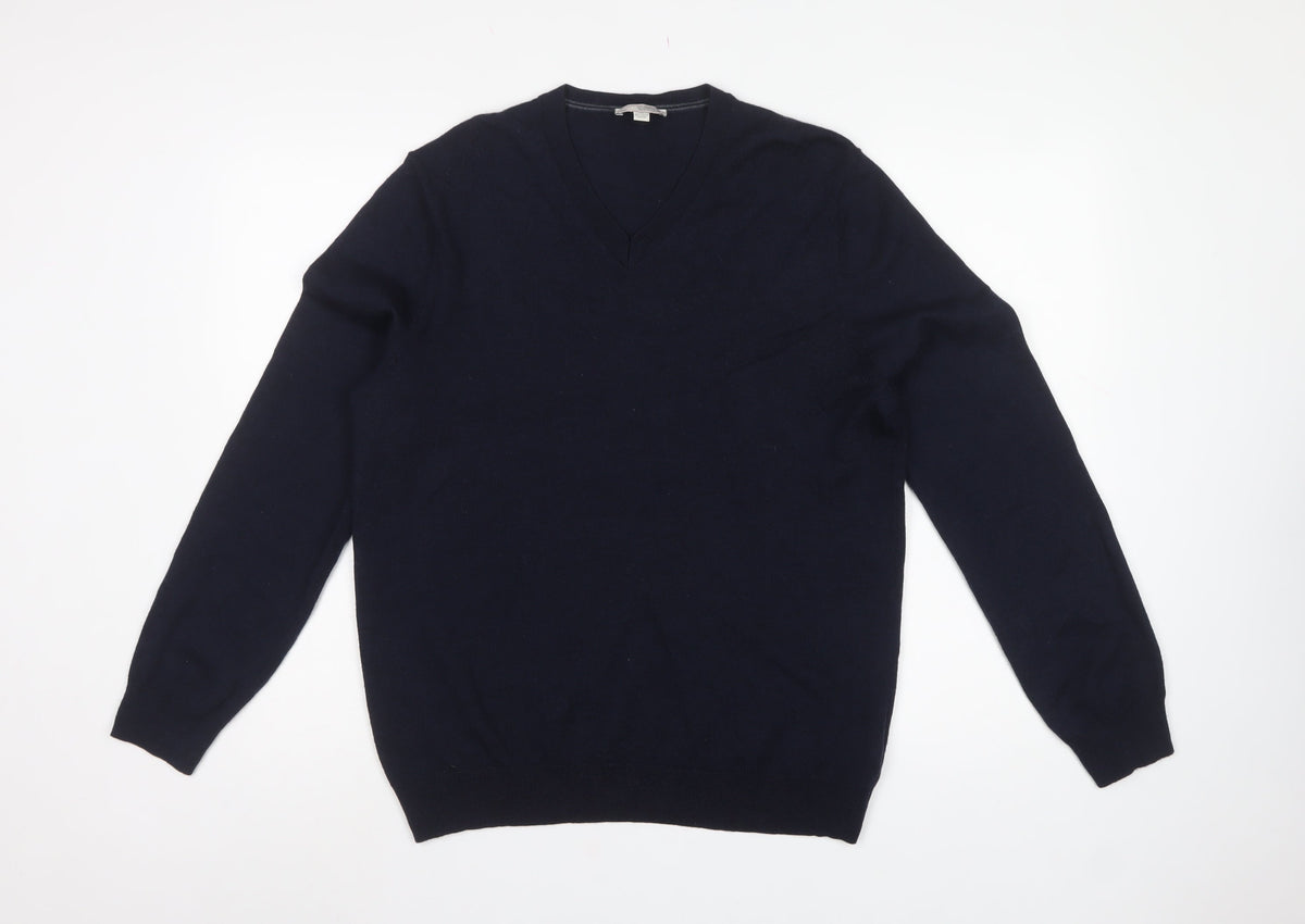 Gap Women’s Blue Merino Wool V-Neck Long Sleeve Pullover Jumper L