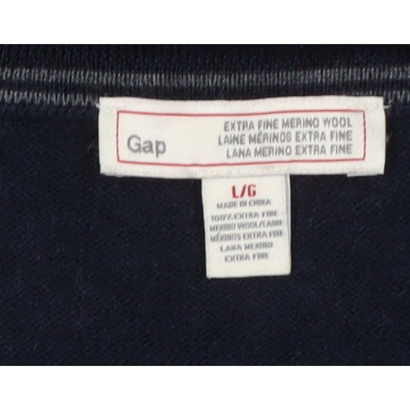 Gap Women’s Blue Merino Wool V-Neck Long Sleeve Pullover Jumper L