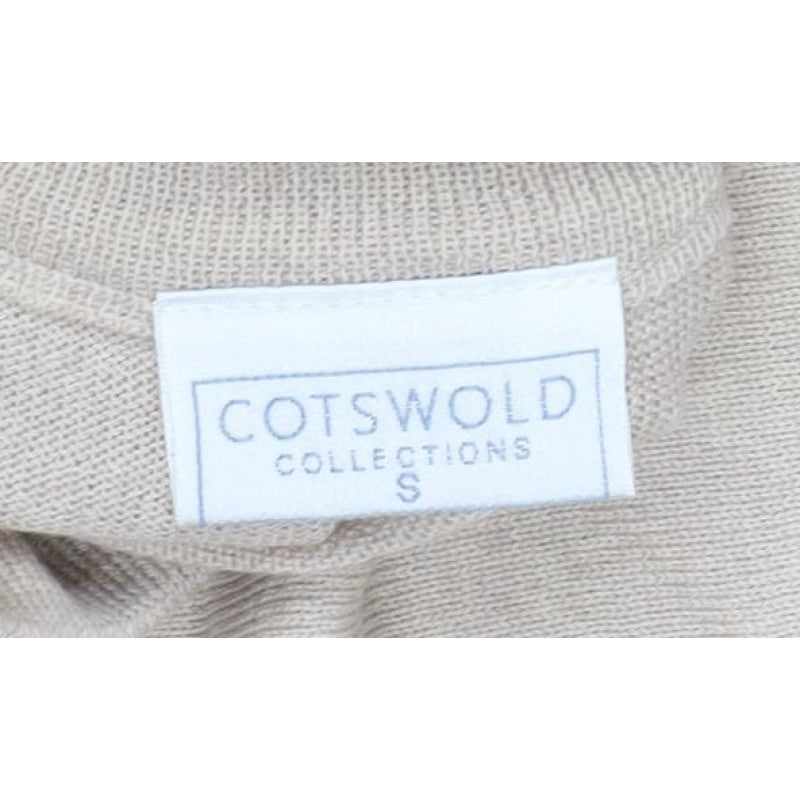 Cotswold Collections Women Beige S Merino Wool Mock Neck Jumper
